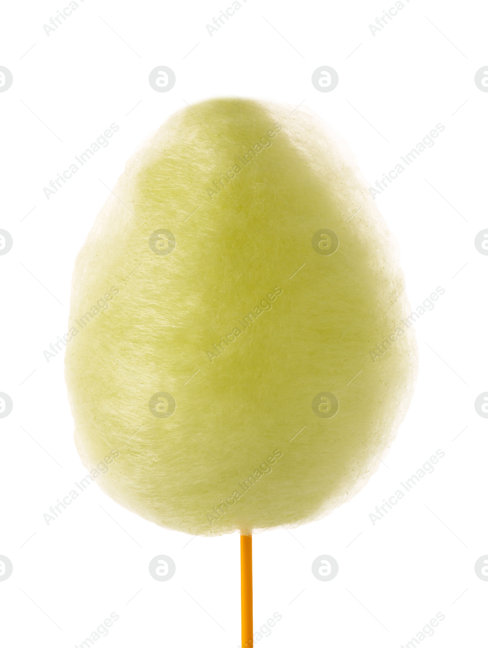 Photo of One sweet yellow cotton candy isolated on white