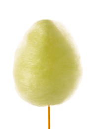 Photo of One sweet yellow cotton candy isolated on white