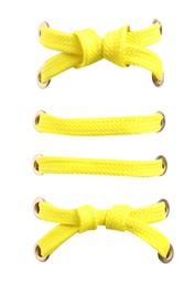 Yellow shoe laces isolated on white 