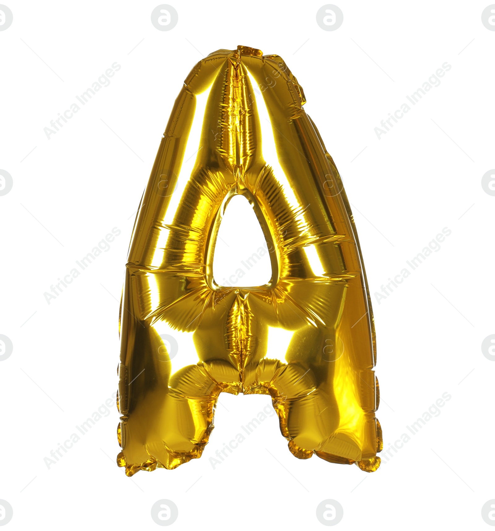 Photo of Golden letter A balloon on white background