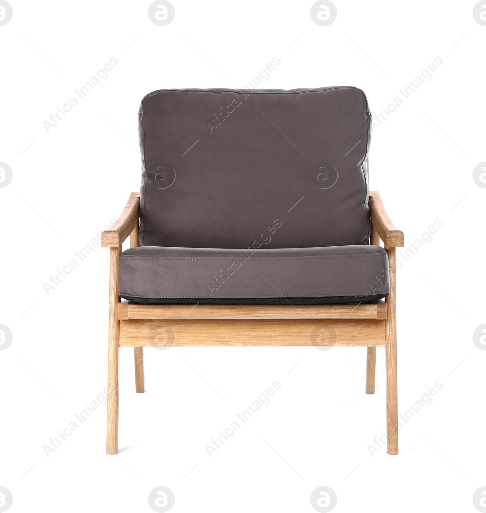 Photo of Comfortable armchair isolated on white. Interior element