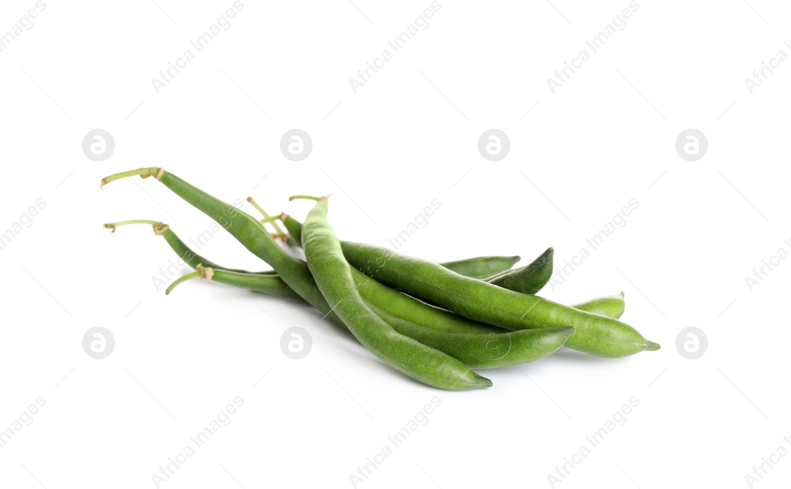 Photo of Fresh raw green peas on white background