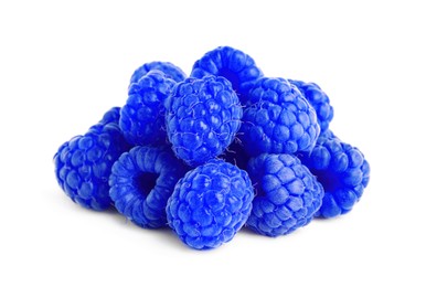 Image of Fresh tasty blue raspberries isolated on white