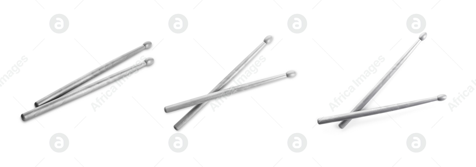 Image of Plastic drum sticks isolated on white, set