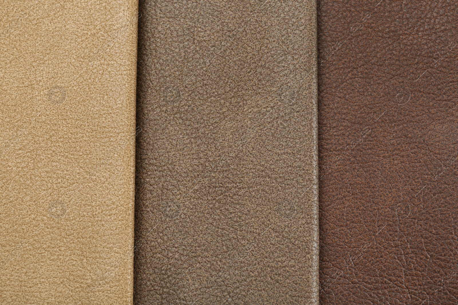 Photo of Different natural types of leather as background, top view