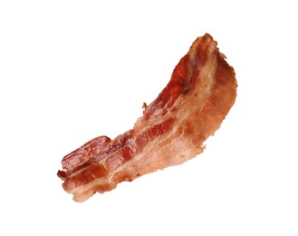 Slice of tasty fried bacon isolated on white