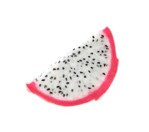 Slice of delicious pitahaya fruit isolated on white