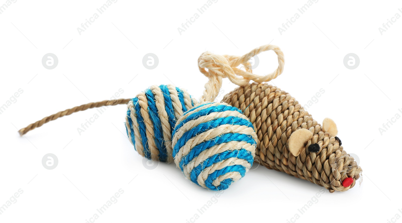 Photo of Cat's toys on white background