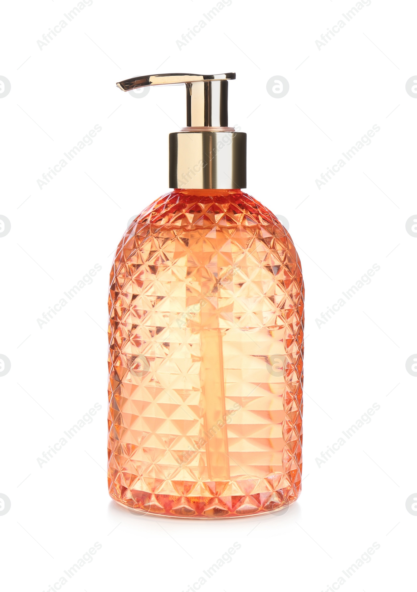 Photo of Stylish dispenser with liquid soap isolated on white