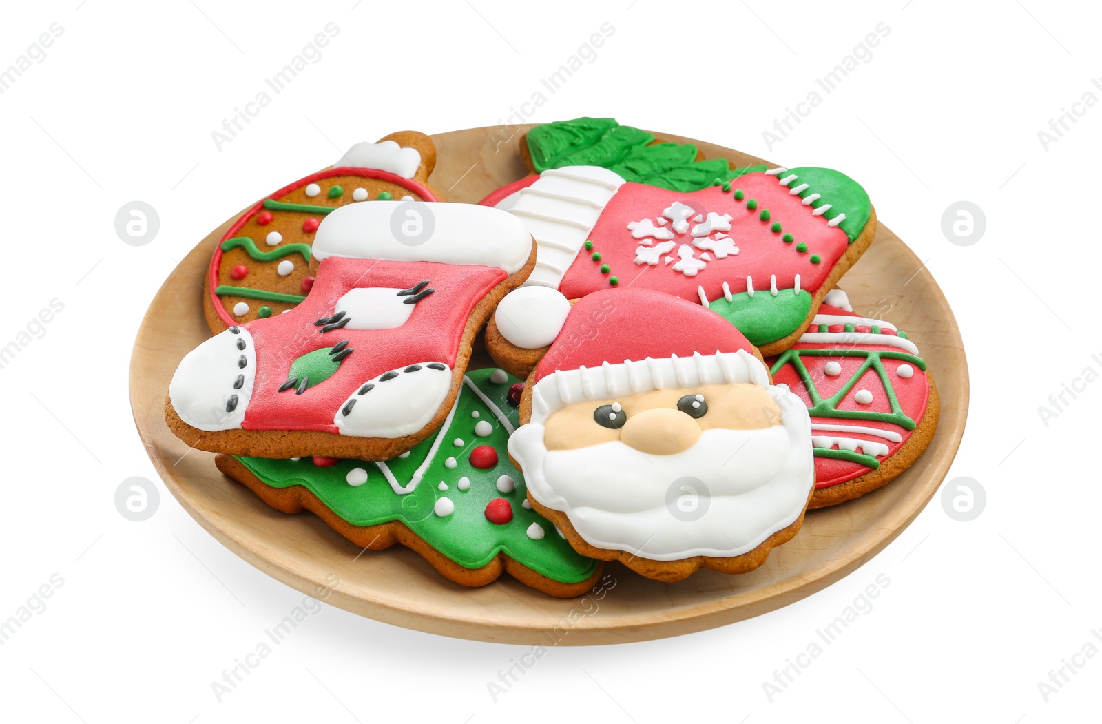 Photo of Different tasty Christmas cookies isolated on white