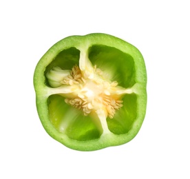 Photo of Slice of green bell pepper isolated on white