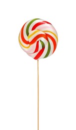 Photo of Stick with colorful lollipop swirl isolated on white