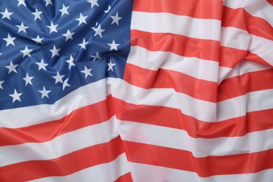 Flag of USA as background, top view