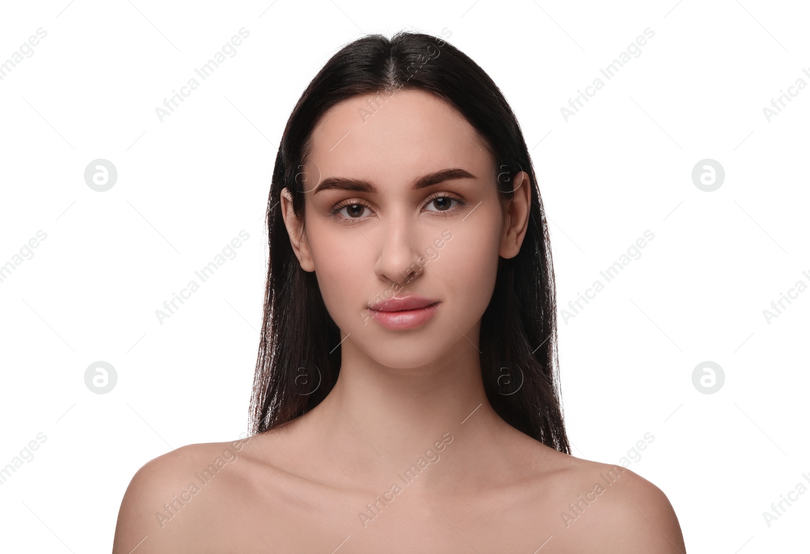 Photo of Portrait of attractive young woman on white background