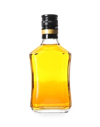 Photo of Bottle of alcoholic drink on white background