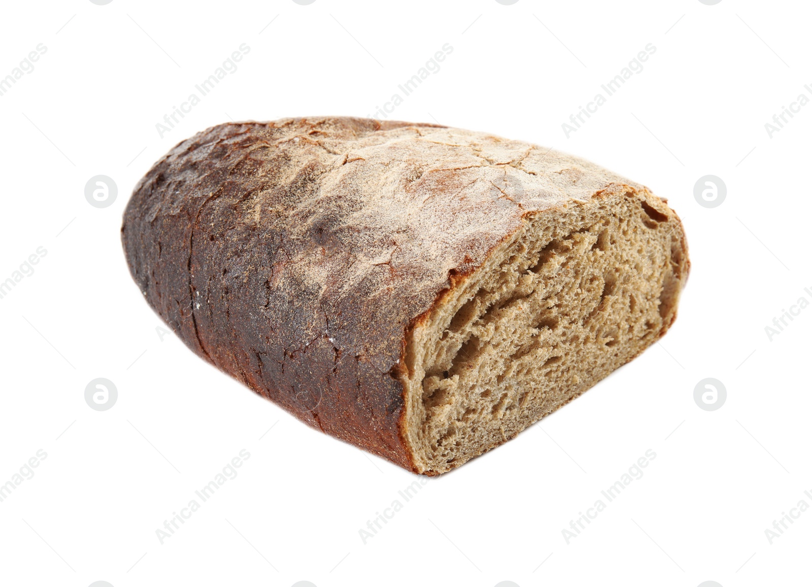 Photo of Half of rye bread isolated on white