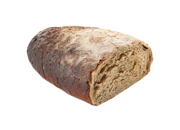 Half of rye bread isolated on white