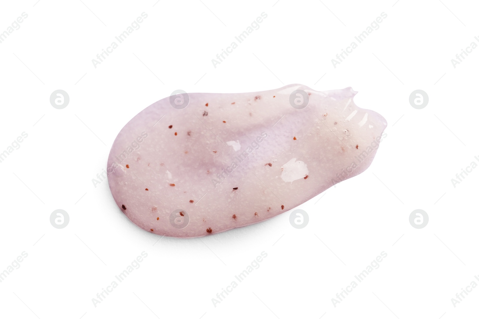 Photo of Sample of face scrub on pink background, top view