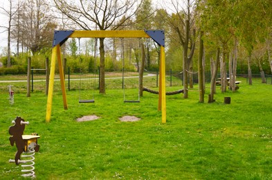 Beautiful park with playground for children. Outdoor recreation