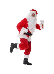 Photo of Man in Santa Claus costume posing on white background