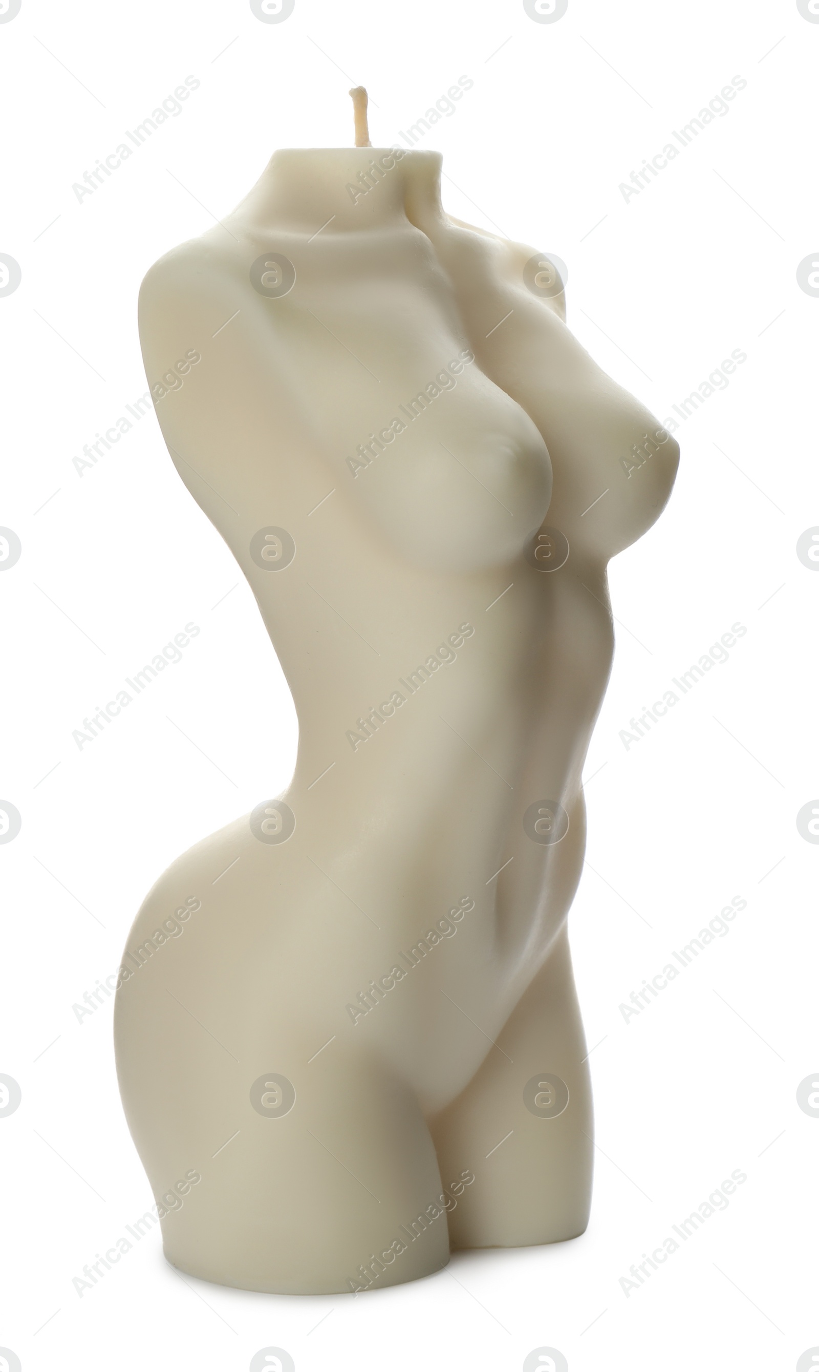 Photo of Beautiful female body shape candle isolated on white