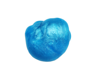 Blue slime isolated on white, top view. Antistress toy