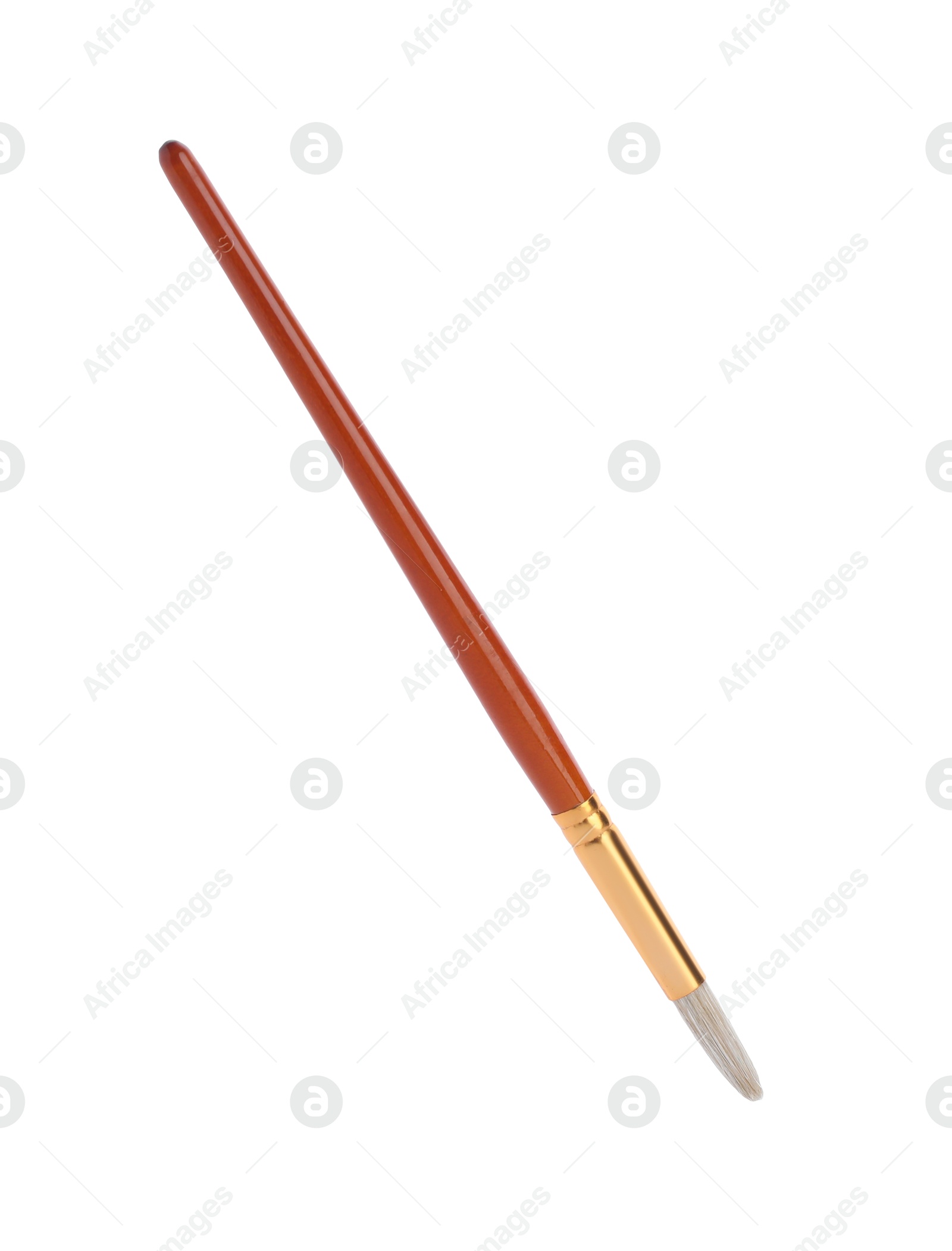 Photo of Paint brush with wooden handle isolated on white