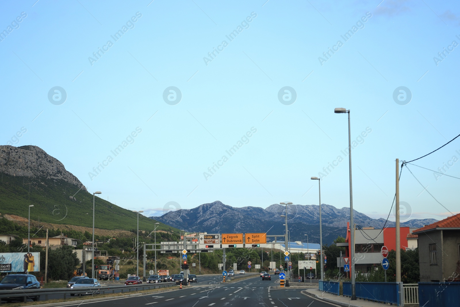 Photo of Trogir, Croatia - September 24, 2023: Picturesque view of highway with cars and mountains