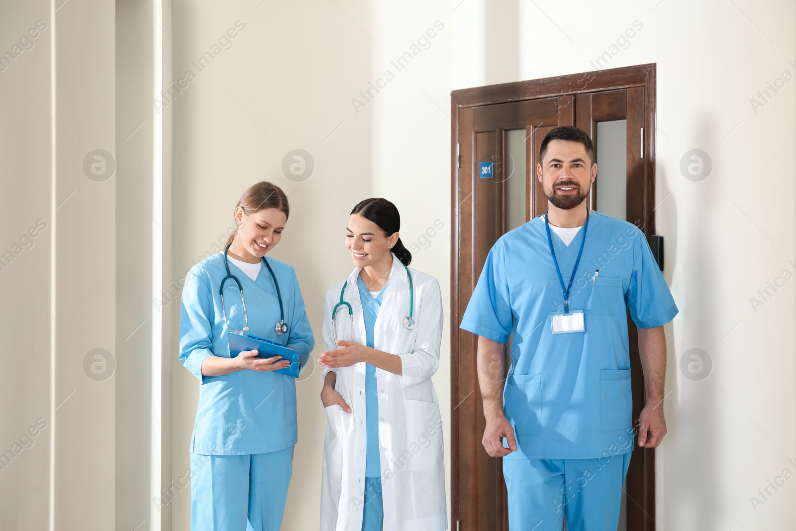 Photo of Group of doctors in hospital. Medical service