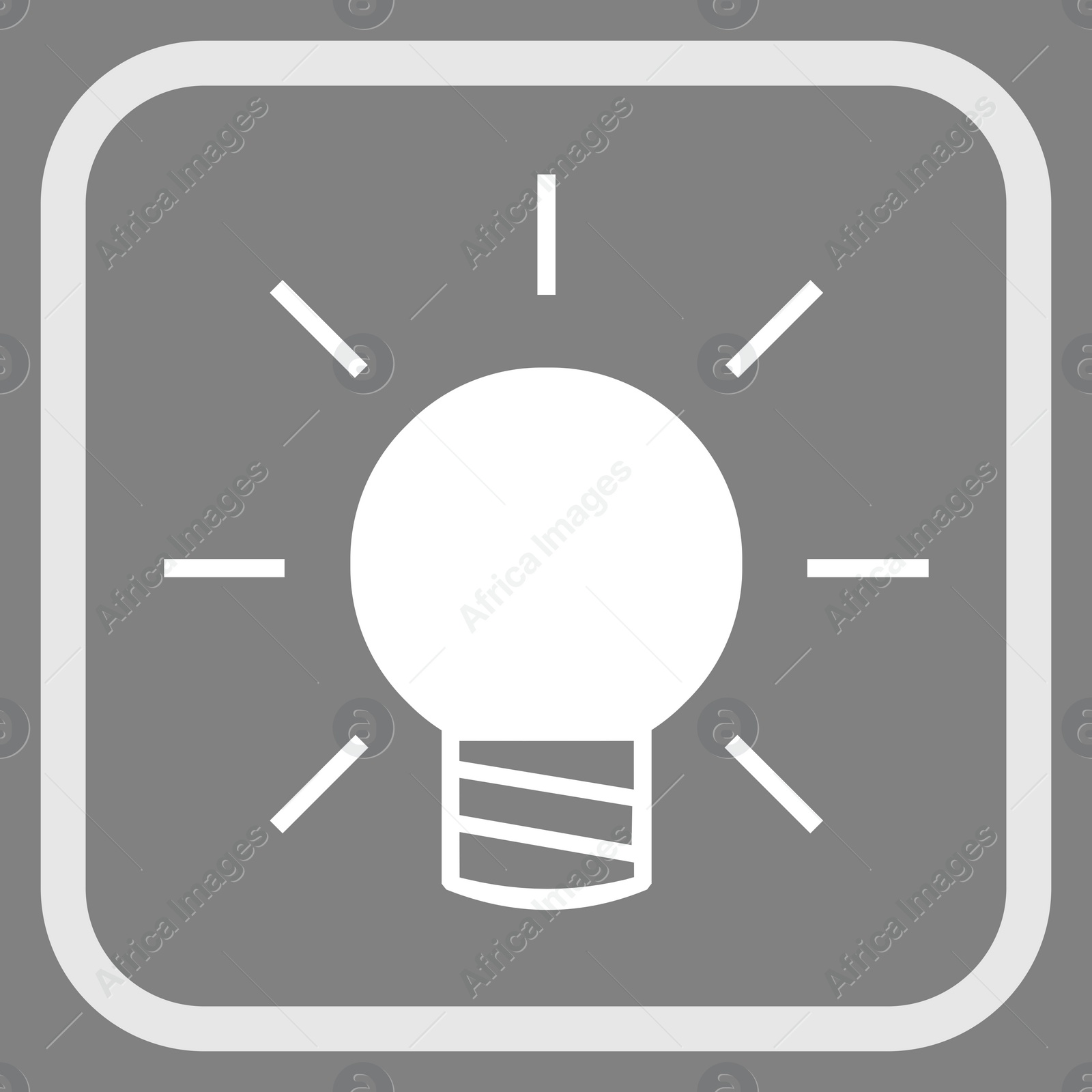 Image of Glowing light bulb in frame, illustration on grey background