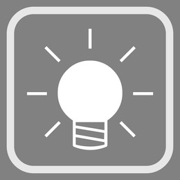 Image of Glowing light bulb in frame, illustration on grey background