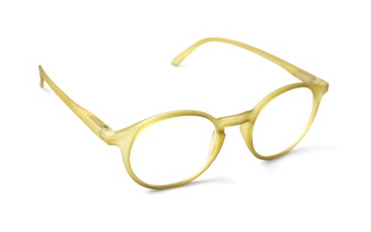 Glasses with corrective lenses on white background