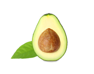 Photo of Half of ripe avocado isolated on white