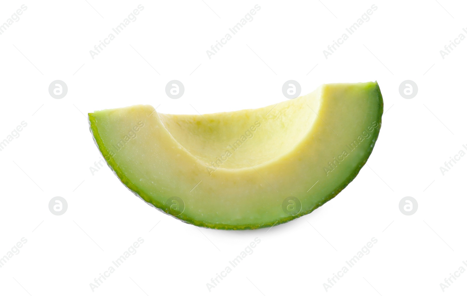 Photo of Slice of ripe avocado isolated on white