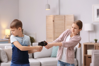 Photo of Brother arguing with sister at home