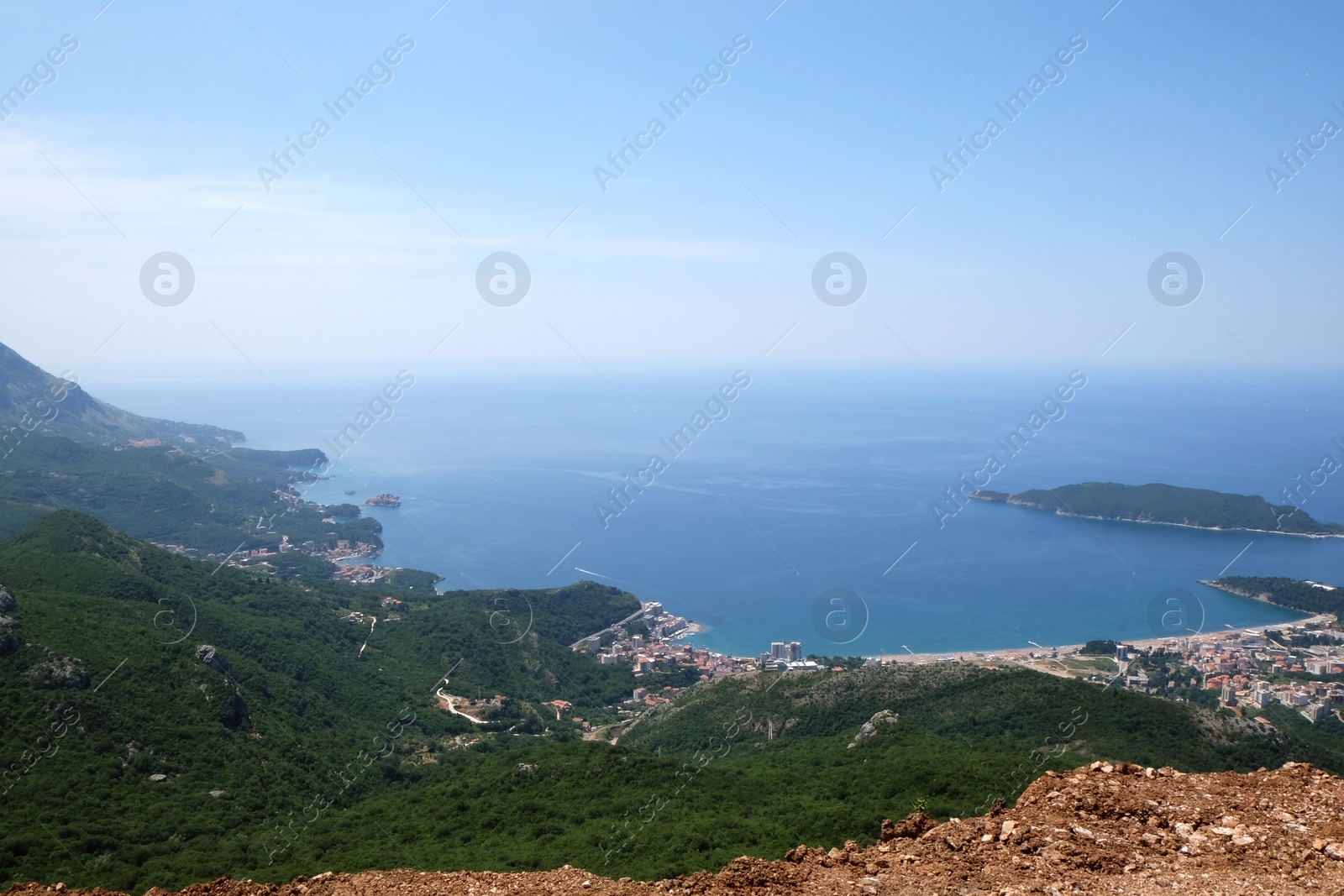 Photo of Picturesque view of beautiful mountains and sea on sunny day