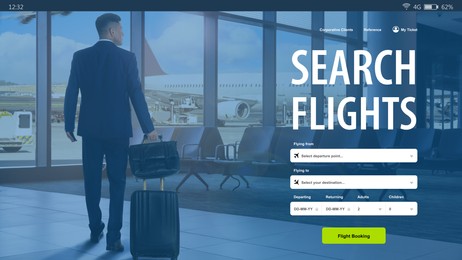 Image of Online flight booking website interface with information