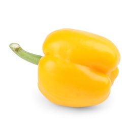 Photo of Ripe yellow bell pepper isolated on white