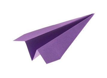 Handmade purple paper plane isolated on white