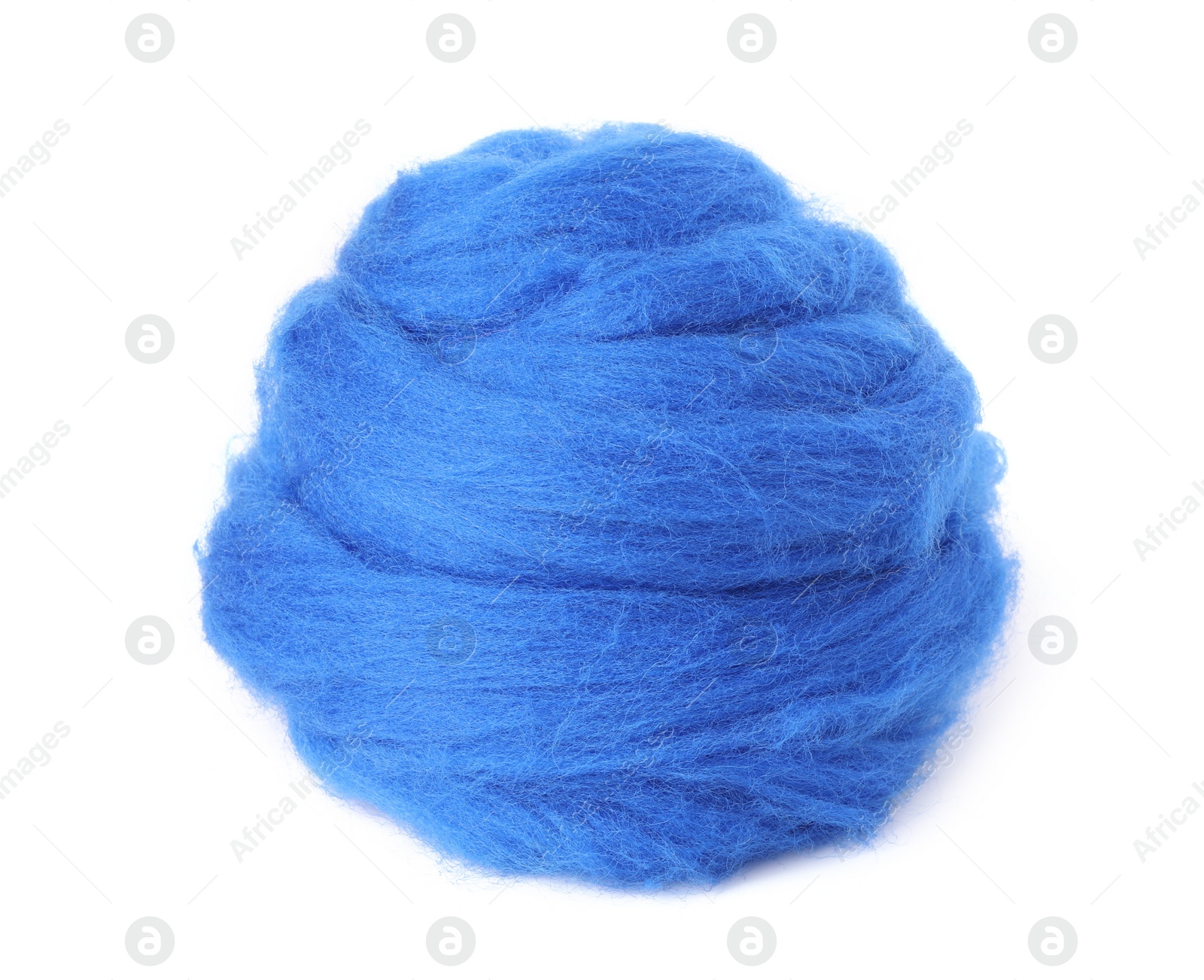 Photo of One blue felting wool isolated on white