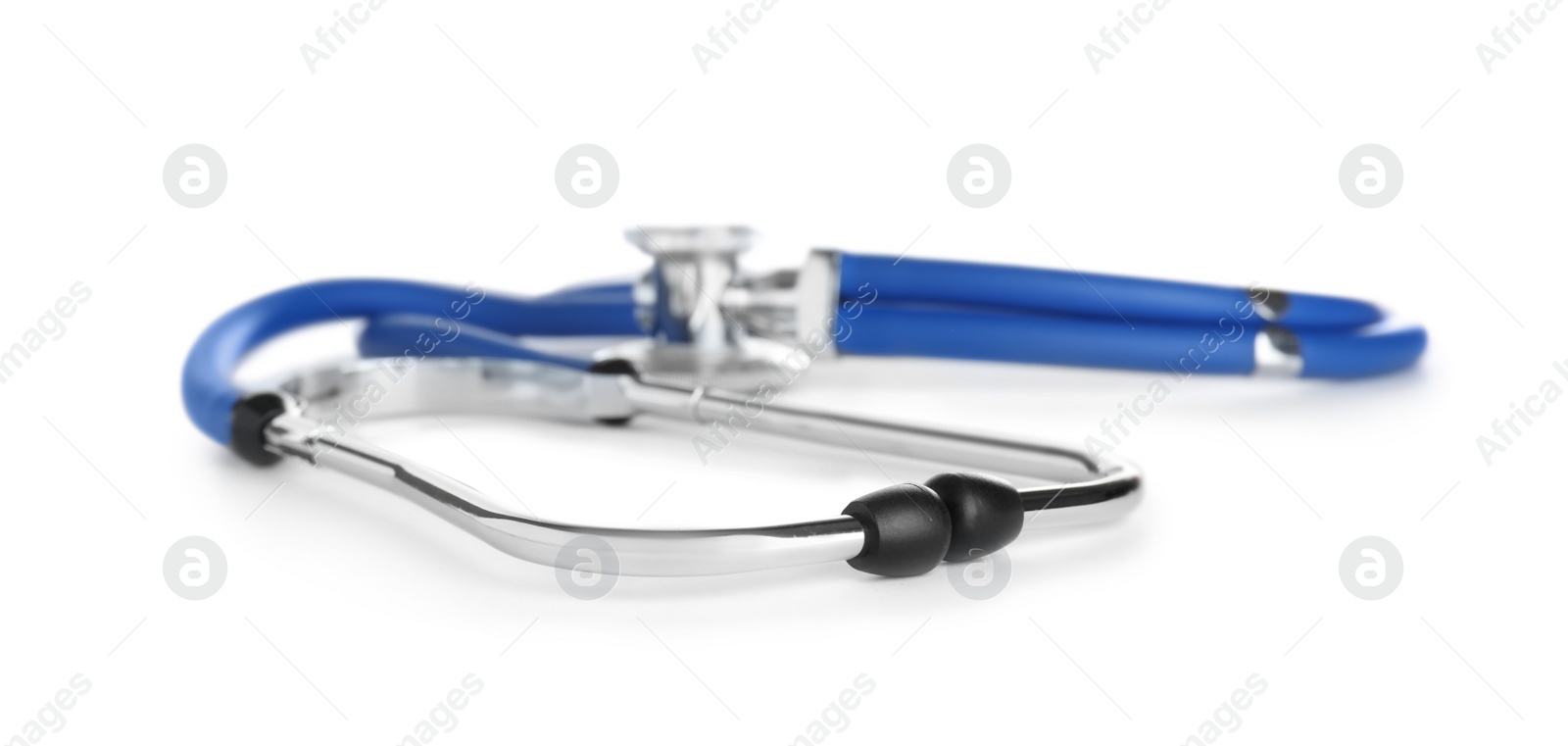 Photo of Stethoscope on white background. Professional medical device