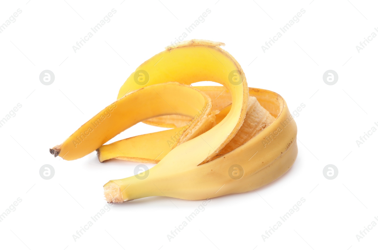 Photo of Banana peel on white background. Composting of organic waste