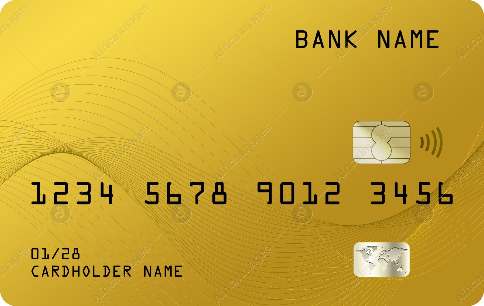 Illustration of Chip credit card, illustration. Mockup for design