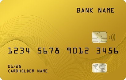 Illustration of Chip credit card, illustration. Mockup for design