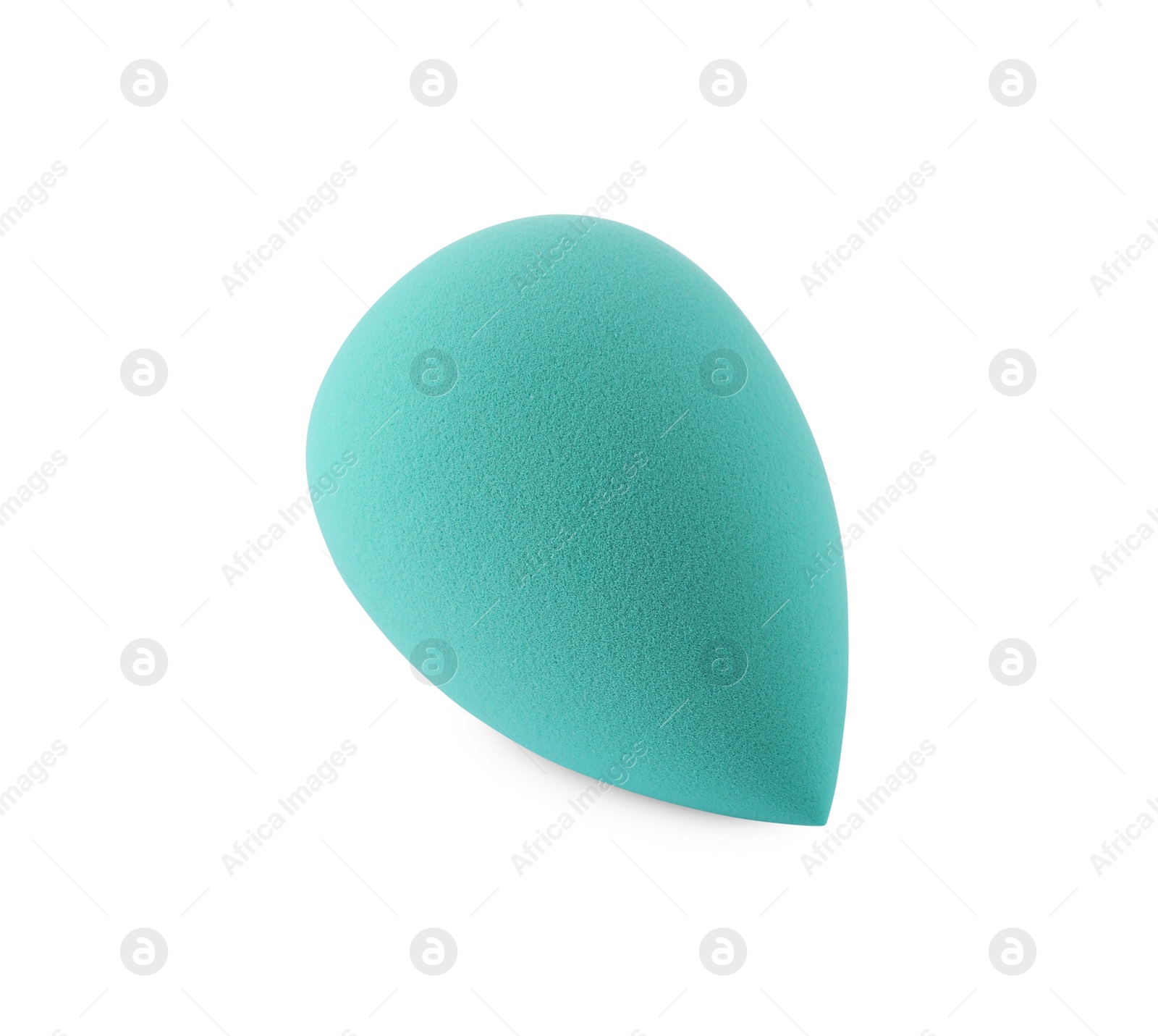 Photo of One turquoise makeup sponge isolated on white