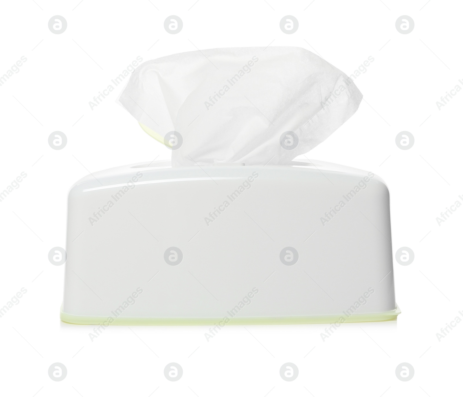 Photo of Holder with paper tissues isolated on white