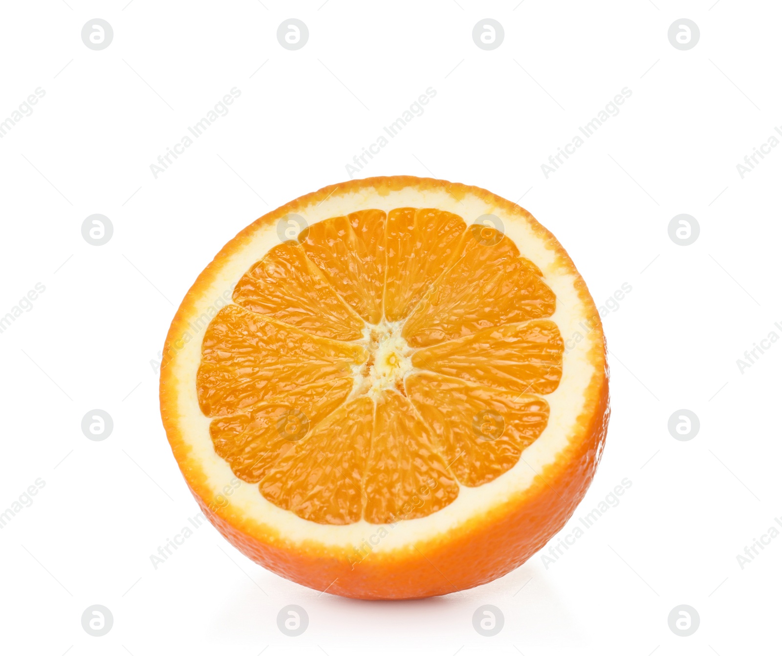 Photo of Half of ripe orange isolated on white