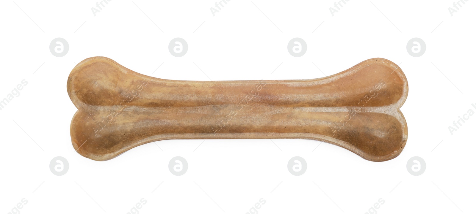 Photo of One bone dog treat isolated on white, top view