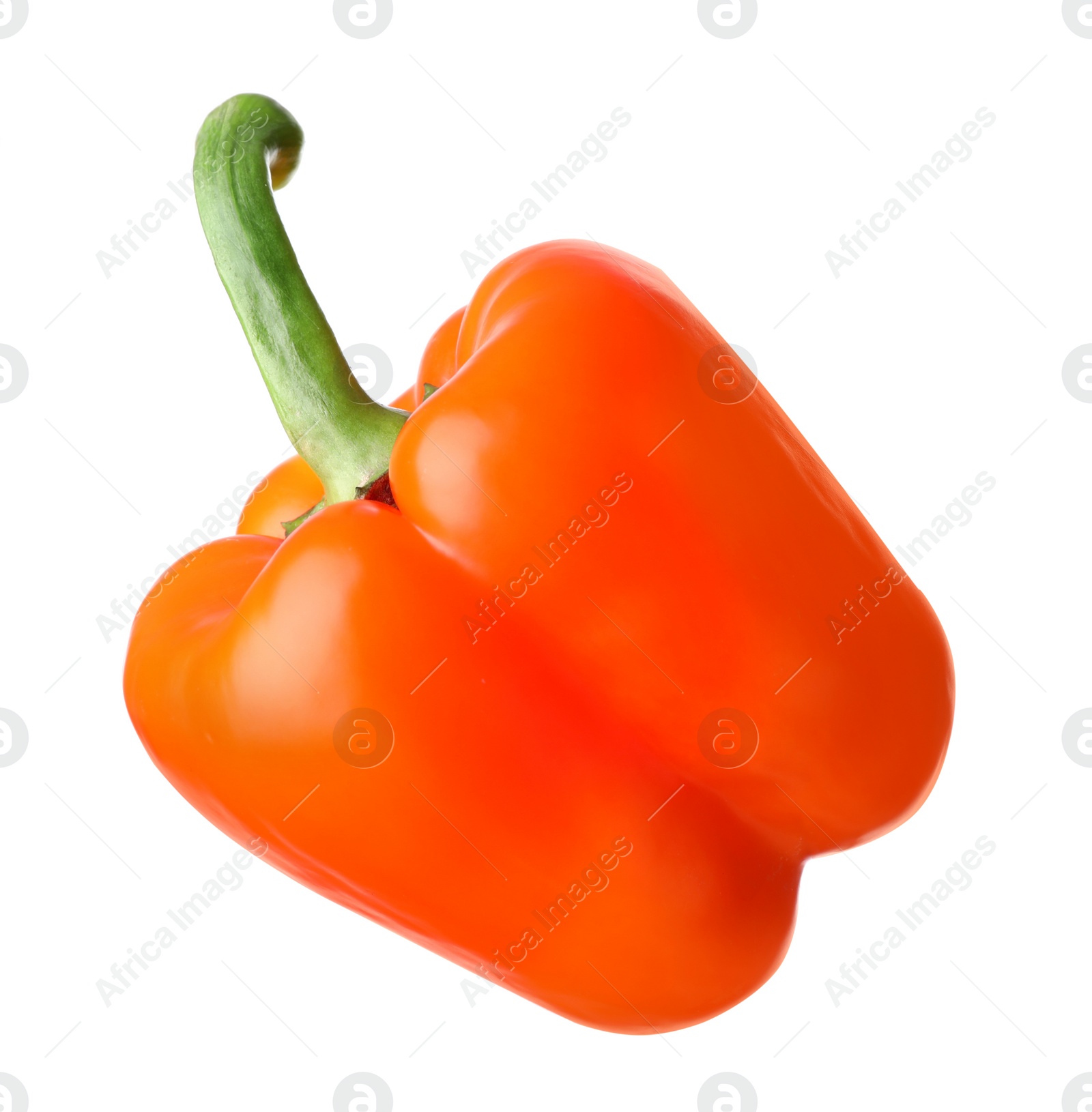 Photo of Ripe orange bell pepper isolated on white