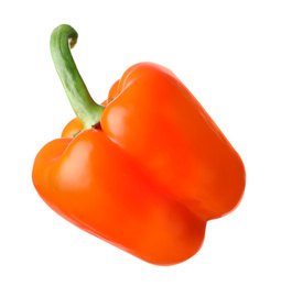 Ripe orange bell pepper isolated on white